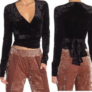 NEW! we are HAH | 'Top Notch' Velvet Wrap Top - size Large in Black